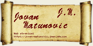 Jovan Matunović vizit kartica